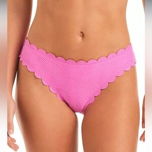 Jessica Simpson Scalloped Pink Bikini Bottom Bright, Glittery Pink- Size Lg